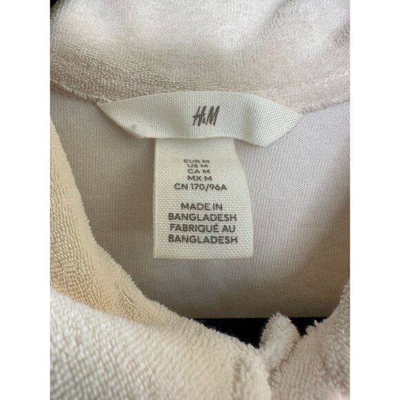 H&M Womens Cream Terrycloth Romper Medium short sleeve button up cotton - Picture 4 of 10